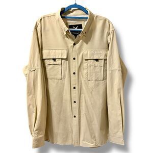 Arctix Summit Long Sleeve Camp Shirt Sz L Khaki Beige Fishing Ski Outdoors